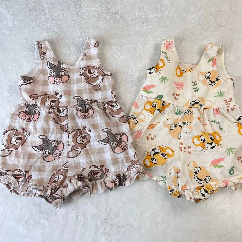 Disney Lion King & Thumper Bambi Rompers baby Girl size 6-9 months